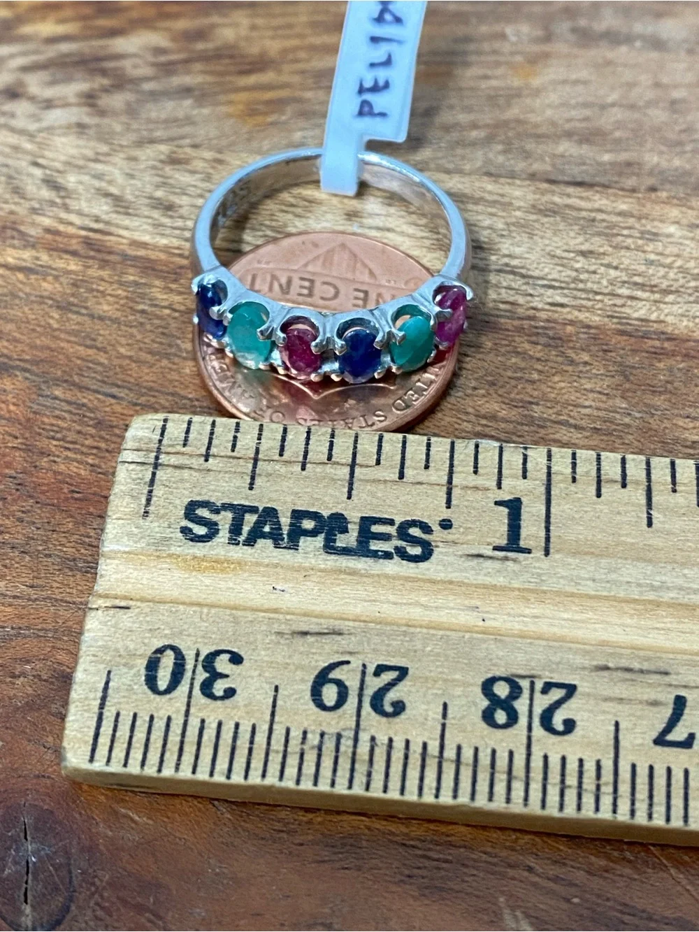 925 Sterling Silver Natural Ruby Emerald And Sapphire Ring